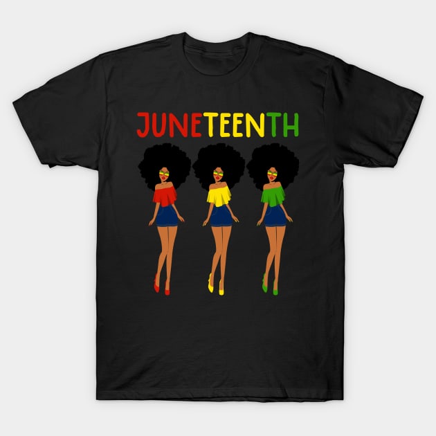 Juneteenth Melanin Black Afro Queen African American T-Shirt by Navarra